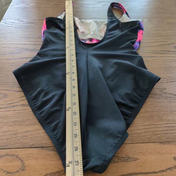 Vintage‎ Secret Solutions one piece Women's Swimsuit pink purple floral black 12 - Picture 11 of 15